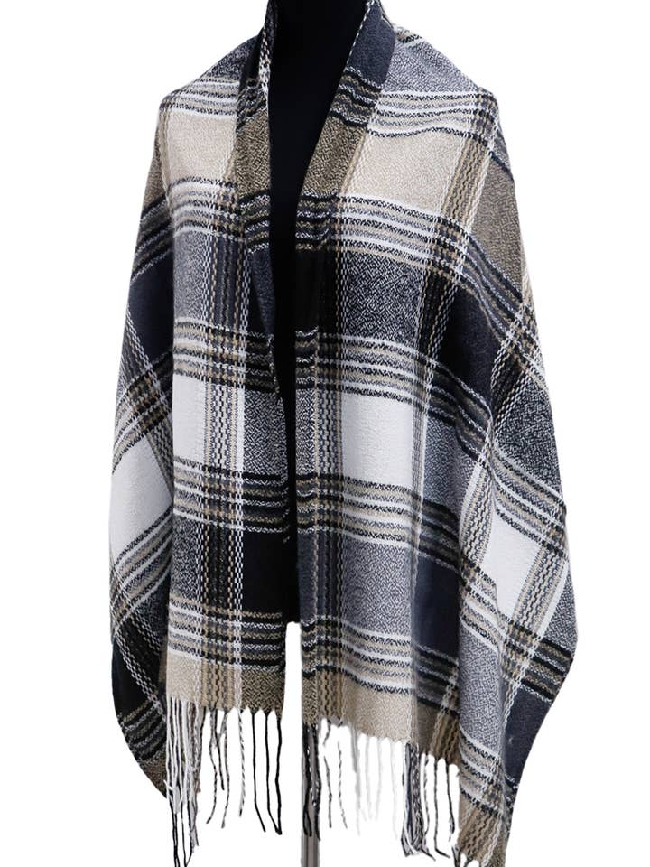 Madras Plaid Variegated Blanket Wrap Shawl Oblong Scarf for wholesale by Cap Zone