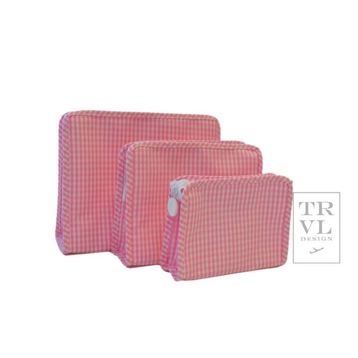 TRVL Design - Wholesale Pouch - Women's - Roadie Large - Gingham Pink2
