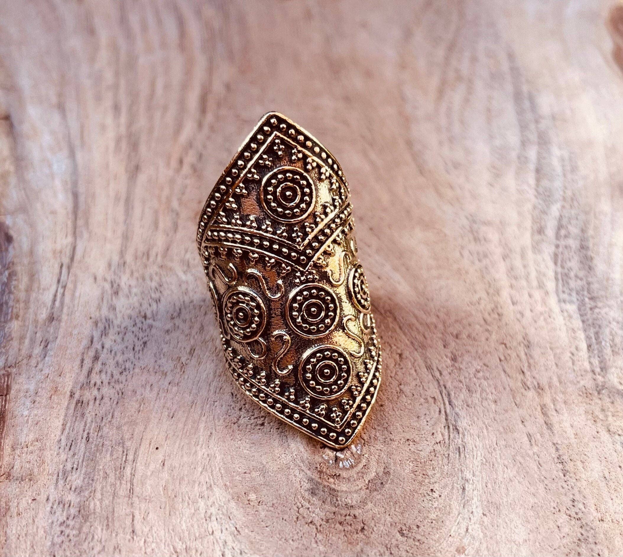 Kaali Boutique – wholesale Band/stacked ring – Gold Boho Ring Ethnic Brass / Rustic / Festival / Tribal / Hippie / Gypsy / Psy / Thumb / Gift or Her / Engraved Design / Bohemian1