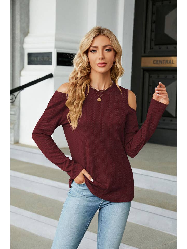 YNIQUE – wholesale Knit top – Women's – Women V-Neck Strapless Loose Long Sleeve T-Shirt16