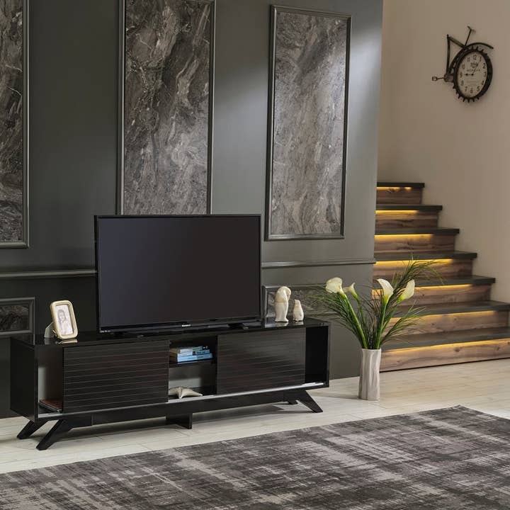 Luxia Tv Stand Black for wholesale on Faire2