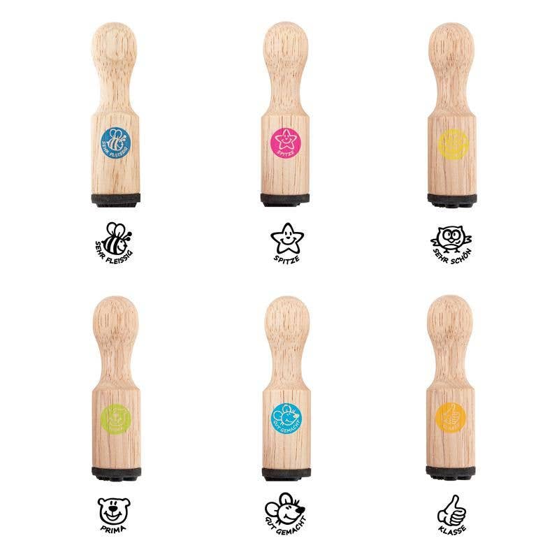 Trendhaus – wholesale Gummistämpel/dekorativ stämpel – Barn och baby – MOTIVATION TRÄ STÄMPEL FÖR LÄRARE, 6-FAC2