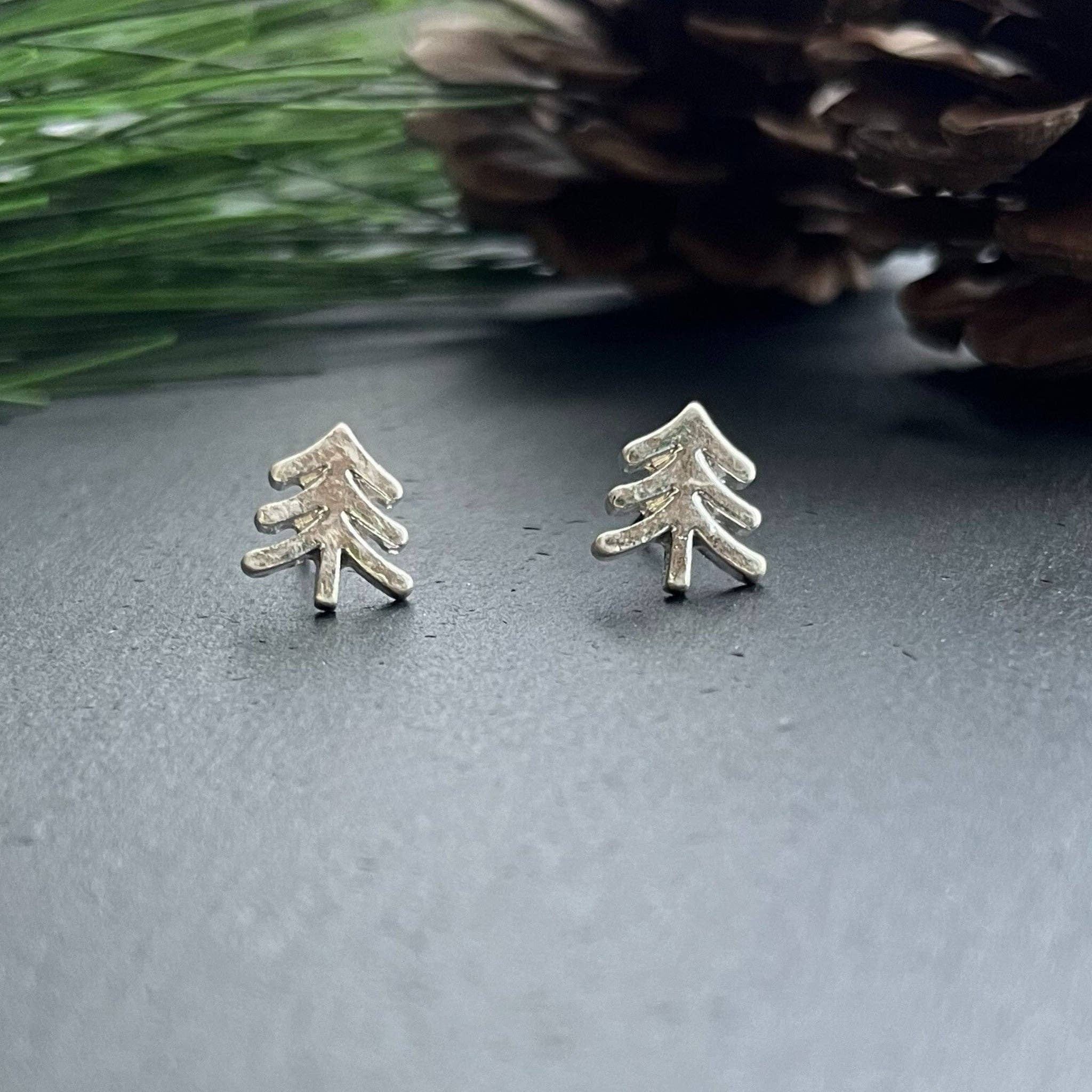 Elsie & Zoey - Vente Clous d'oreille - Boucles d'oreilles clous bourgeon en argent arbre1