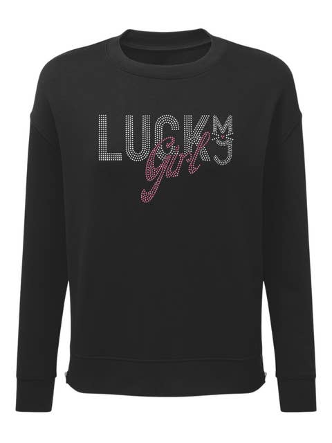 The Lucky Girl, sweat-shirt zippé en strass pour la vente par M.T.A.P. Clothing