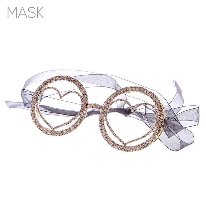 Rhinestone Heart Shape Funny Mask for wholesale by Western Fashion