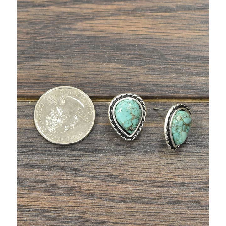 ISAC Trading Inc - Wholesale Stud/Post Earrings - 720957, Drop Turquoise Stud Earrings