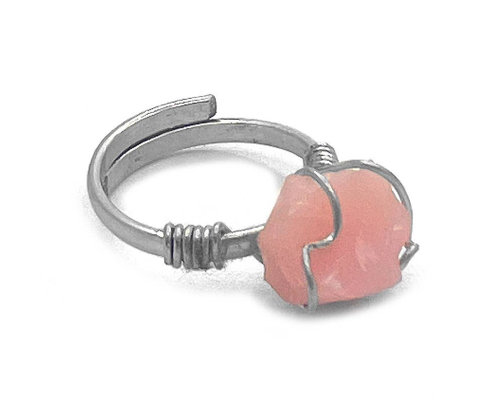 Pichincha - Wholesale Cocktail/Statement Ring - Wire Wrapped Raw Stone Adjustable Metal Ring5