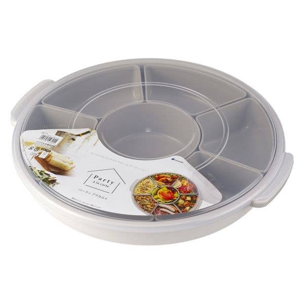 14"D Round Compartment Plastic Container Lidded Party Tray JP (1/12) for wholesale by Urban Tokyo