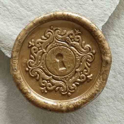 Keyhole wax seal stamp, wax seal kit or stamp head for wholesale by Fiona Ariva