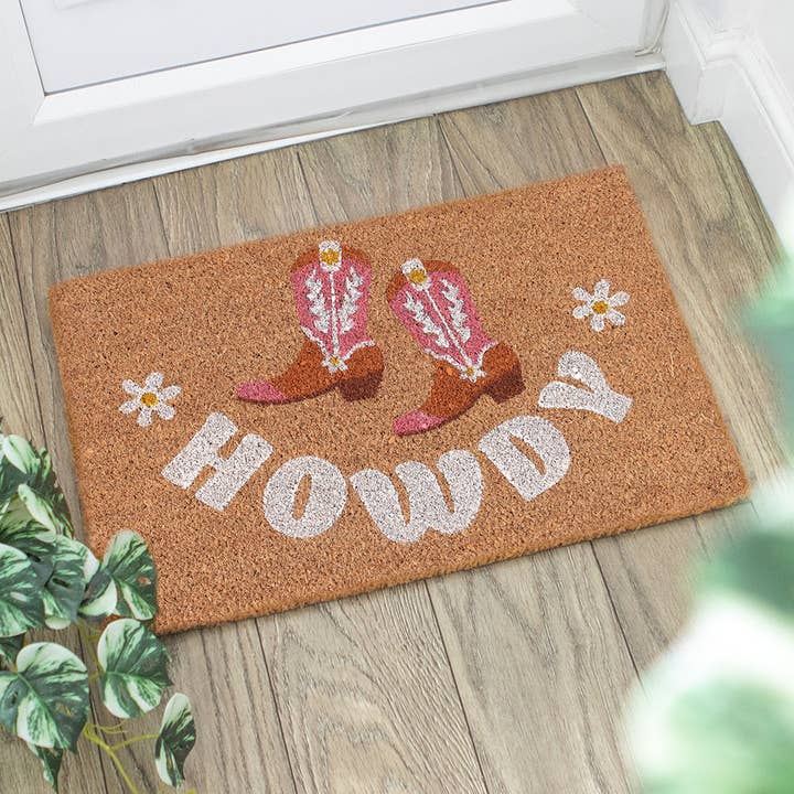 Natural Howdy Cowboy Boot Doormat and other Purchase Wholesale welcome. Free Returns & Net 60 Terms on Faire trending on Faire.