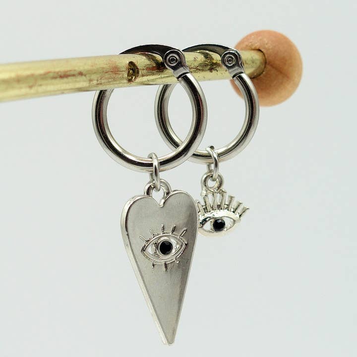 Ygritte ~ RUSTFRIT STÅL ~ Hjerte- og øjehoop-øreringe for engroshandel hos Daemon srls