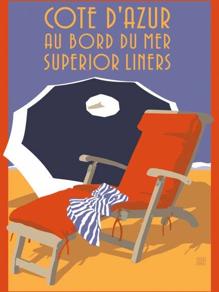 Cote D'Azur Beach Chair Luggage Tag for wholesale by Linnea Design