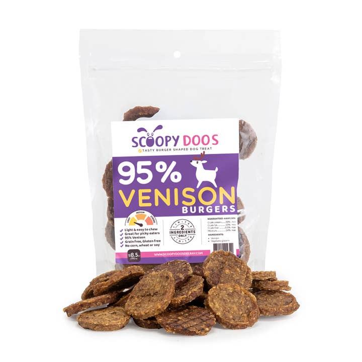 95% Venison Burger Treats for wholesale by Scoopy Doos