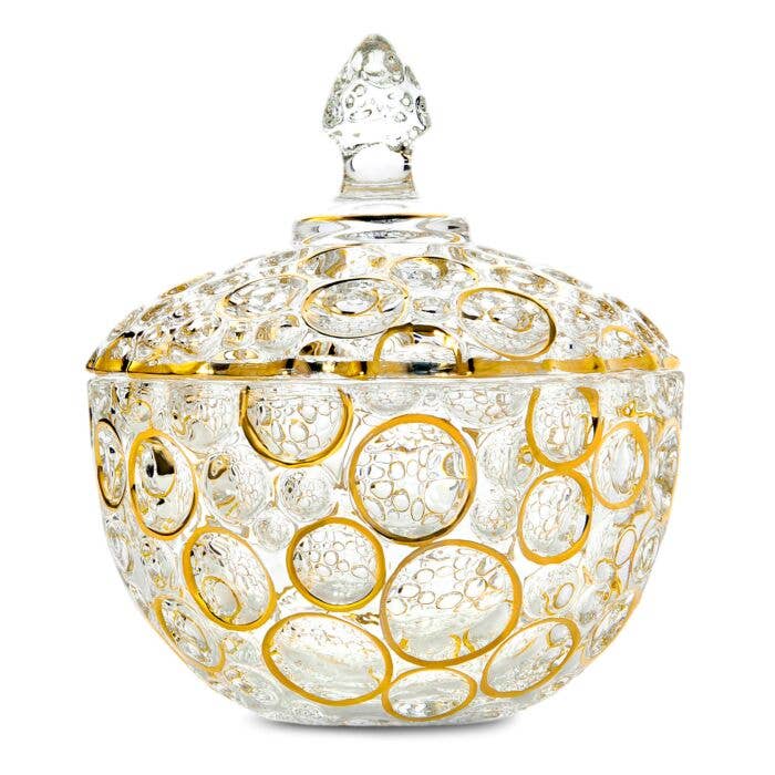 STP - Wholesale Decorative Jar - Vintage Lisboa Bohemian Style Hand-painted Glass Candy Jar