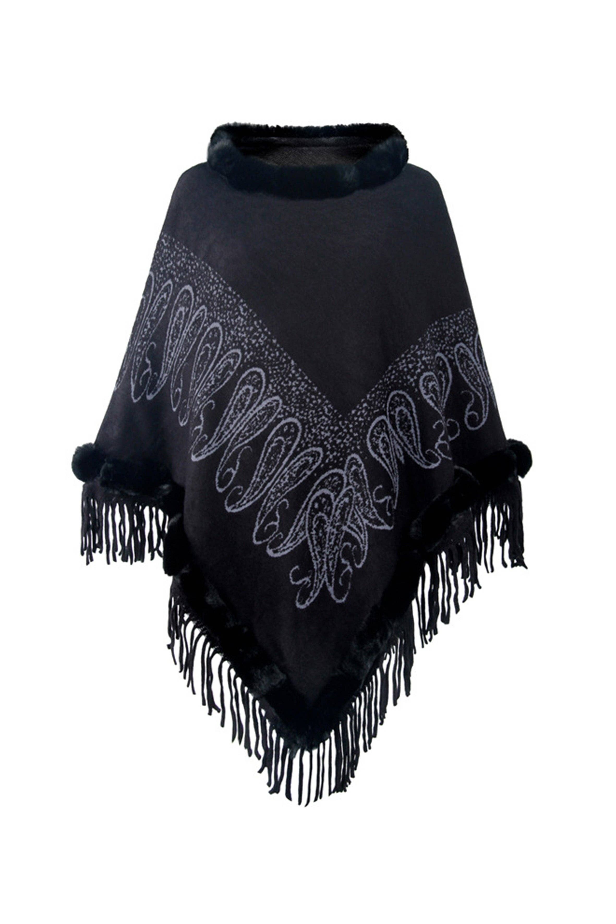 Ole - Wholesale Cape - Women's - Collar Pullover Tassel Cape S021411