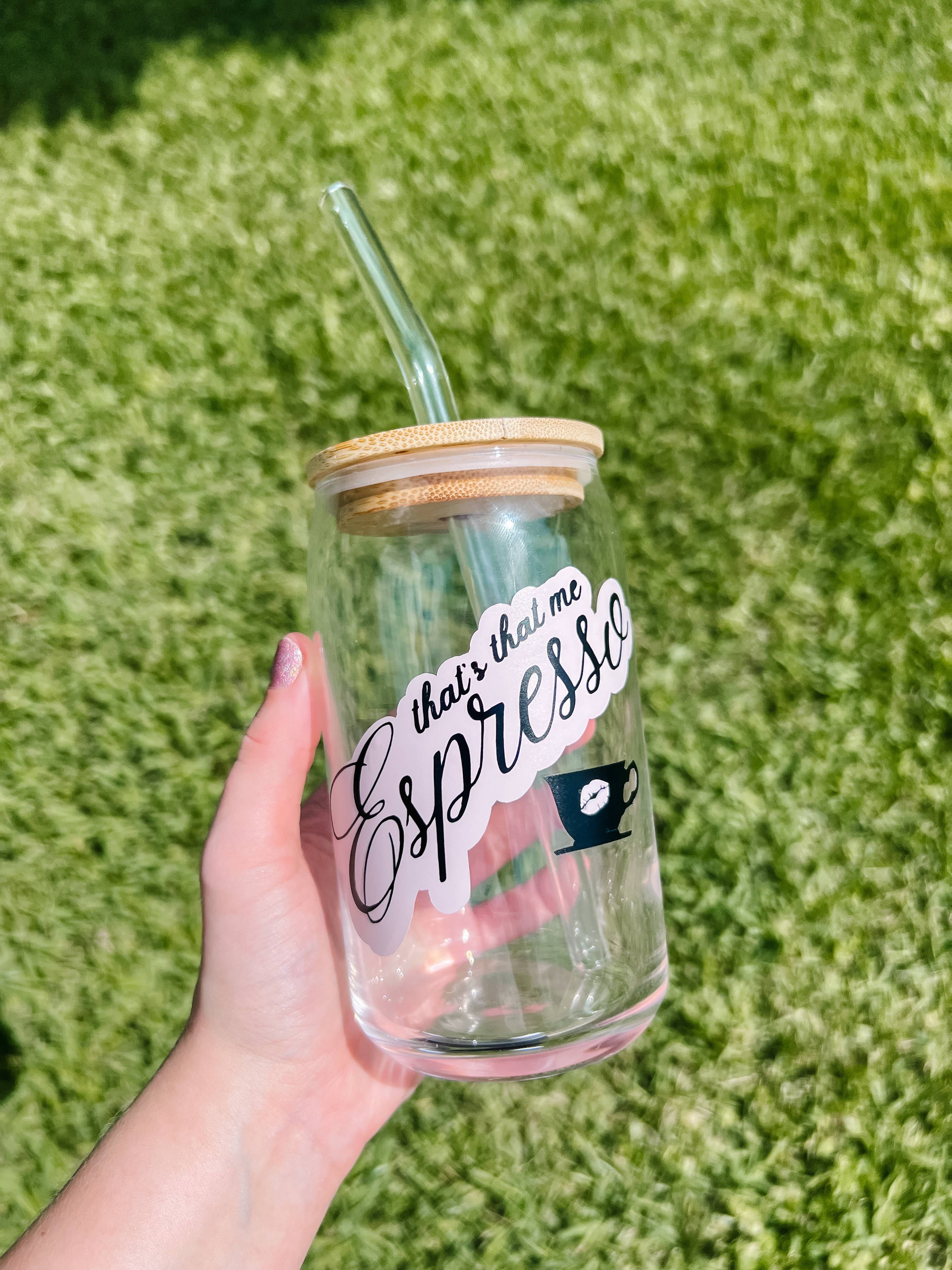 Love Her Work - Wholesale Drinking Glass/Cup - Espresso Sabrina Carpenter Glass Cup w/ Lid & Straw2