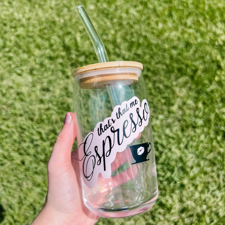 Love Her Work - Wholesale Drinking Glass/Cup - Espresso Sabrina Carpenter Glass Cup w/ Lid & Straw2