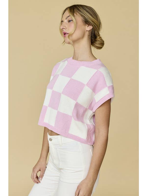 Papermoon - Wholesale Knit Top - Women's - PT18159 - Hannah Loose Fit Checker Knit Top