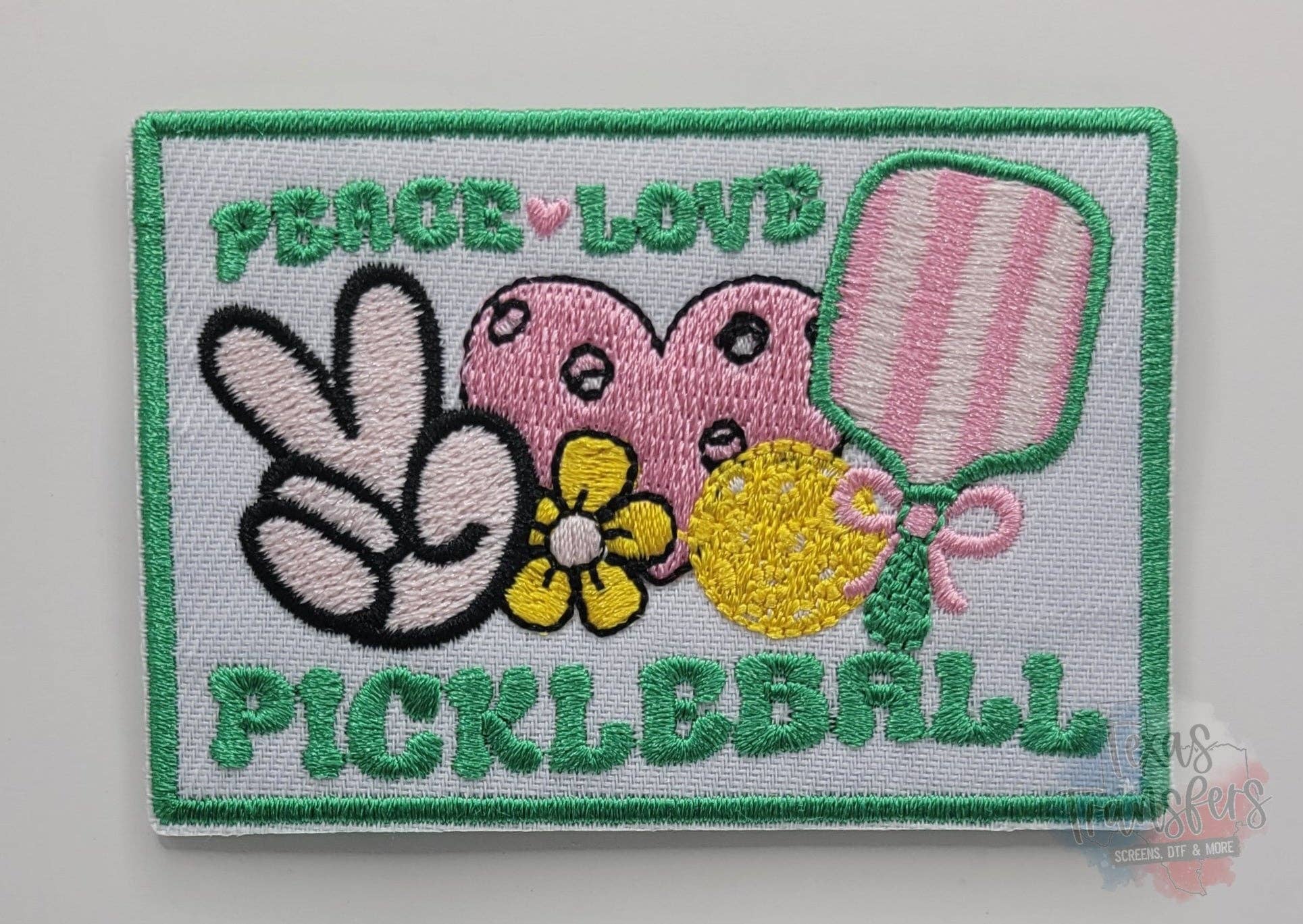 Texas Transfers - Vente Écusson - Patch thermocollant Peace Love Pickleball0