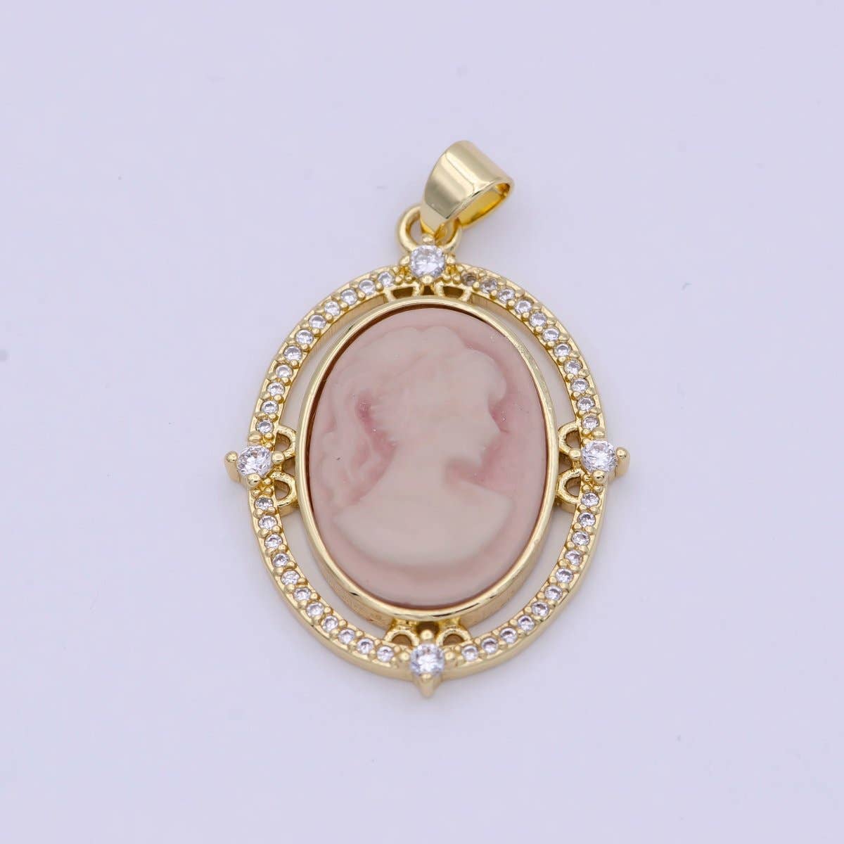 Aim Eternal - Wholesale Individual Charm/Pendant - 24K Gold Filled Micro Paved CZ Blue Pink Green Agate Women's Portrait Italian Cameo Victorian Vintage Pendant N-616 N-617 N-6182