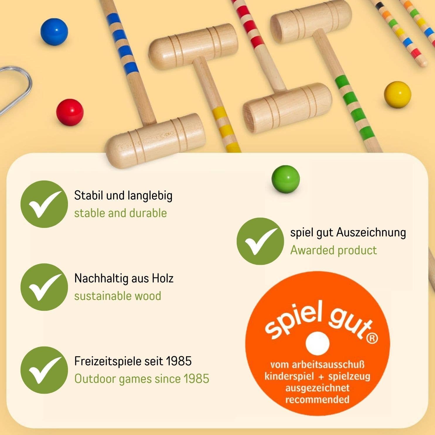 GICO Spielwaren - Wholesale Sporting Game - Kids & Baby - GICO Croquet Set For 4 Adults With Trolley - EU 31245