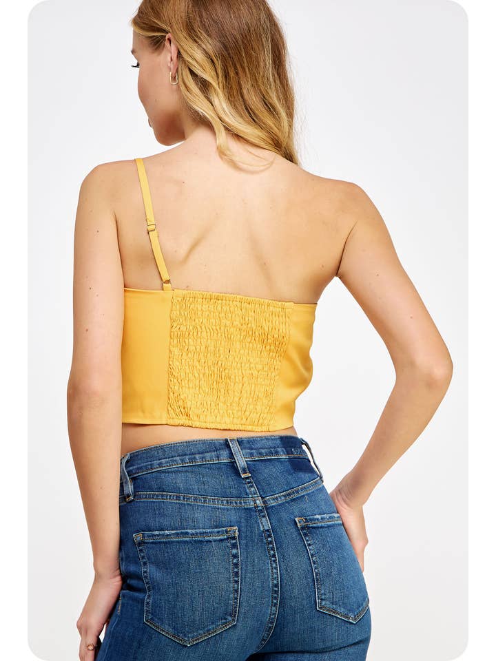 Strut & Bolt - Wholesale Shirt - Women's - One-Shoulder Knotted Flower Bow Crop Top43