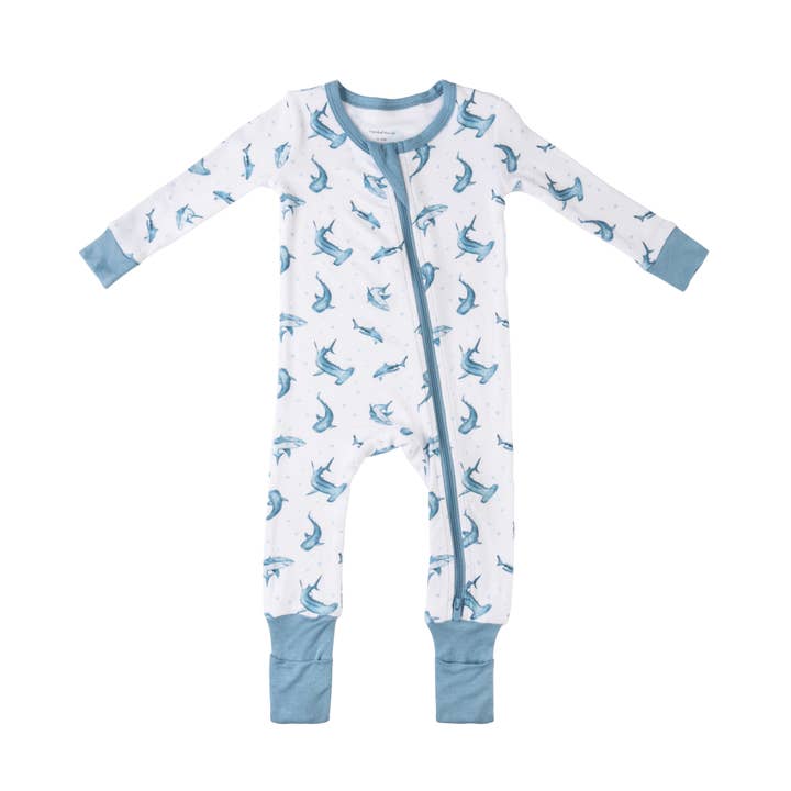 Pijamas de Bambú para Bebé con DreamCuffs® - Tiburón para venta al por mayor de Dreamland Baby