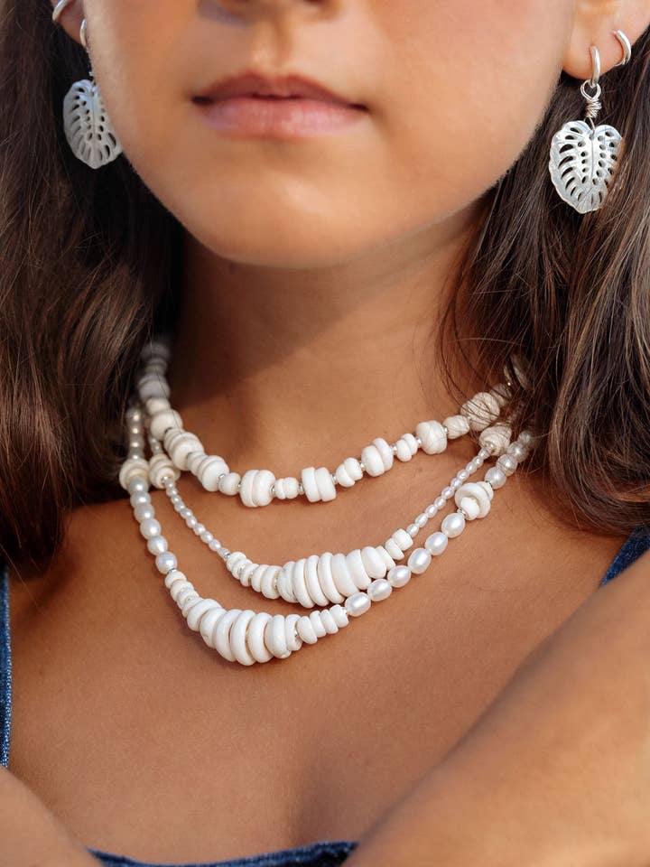 Silver Puka-skal Pärlhalsband - Maka för wholesale av Ke Aloha Jewelry
