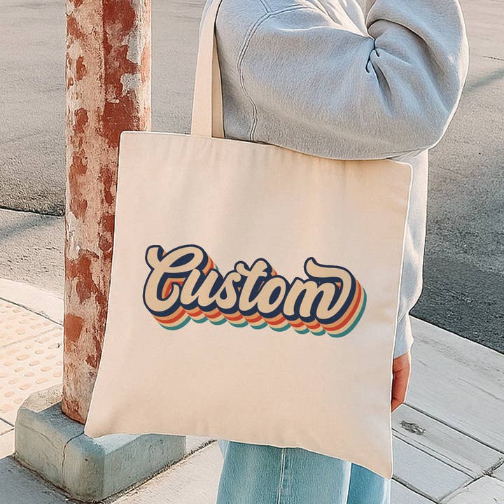 Your Custom Text Retro Canvas Tote Bag for wholesale by WhiteWolfeDesign