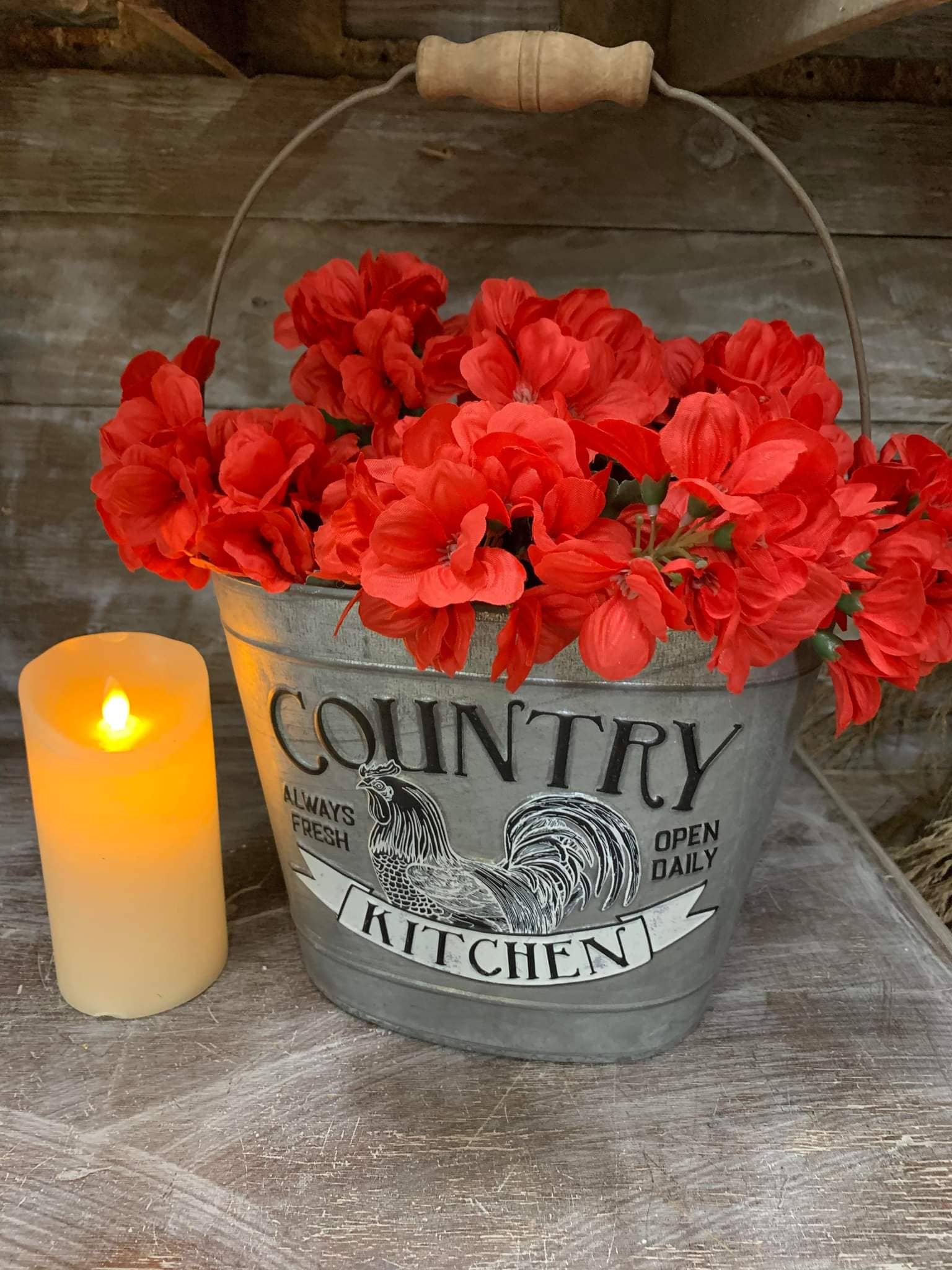 Wholesale Home Decor - Wholesale Bucket/Pail - Country Kitchen Pail 9x6x8in2