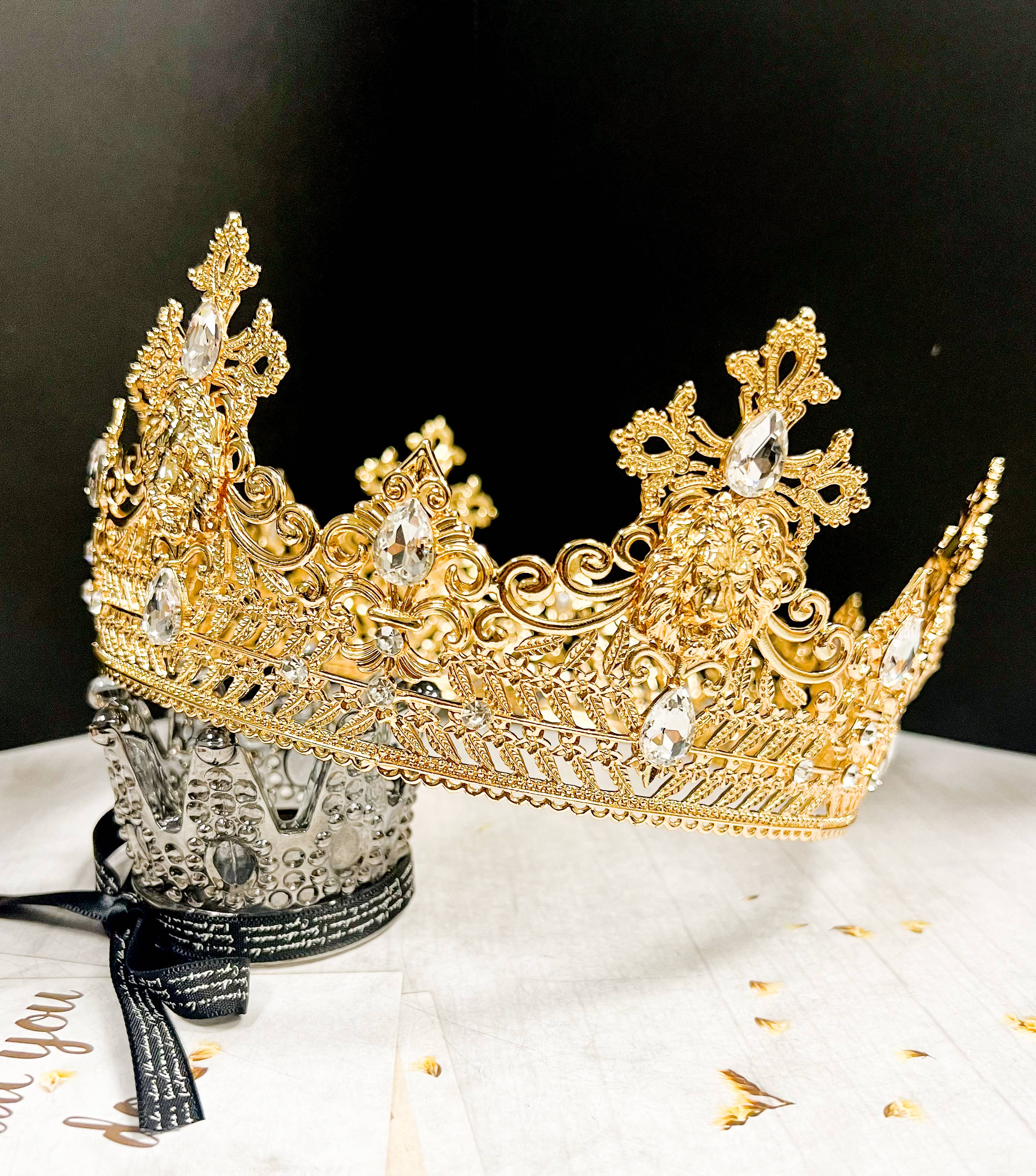 Happy Dream Gifts - Wholesale Party Hat/Crown - Gold King Lion Crown, Prince Diadem, Clear Crystal Crown3