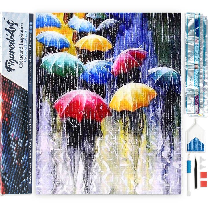 Diamond Painting - Umbrellas in the Rain for wholesale by Figured'Art