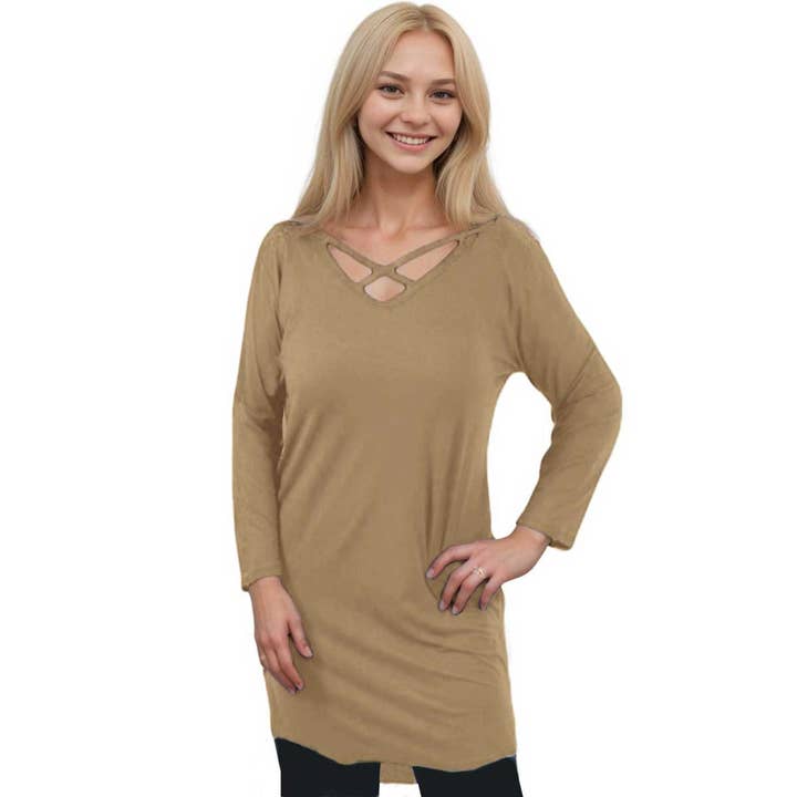 The Magic Scarf Company - Wholesale Tunic – Women’s - 3110 - Criss Cross Brushed Fiber Tunics4