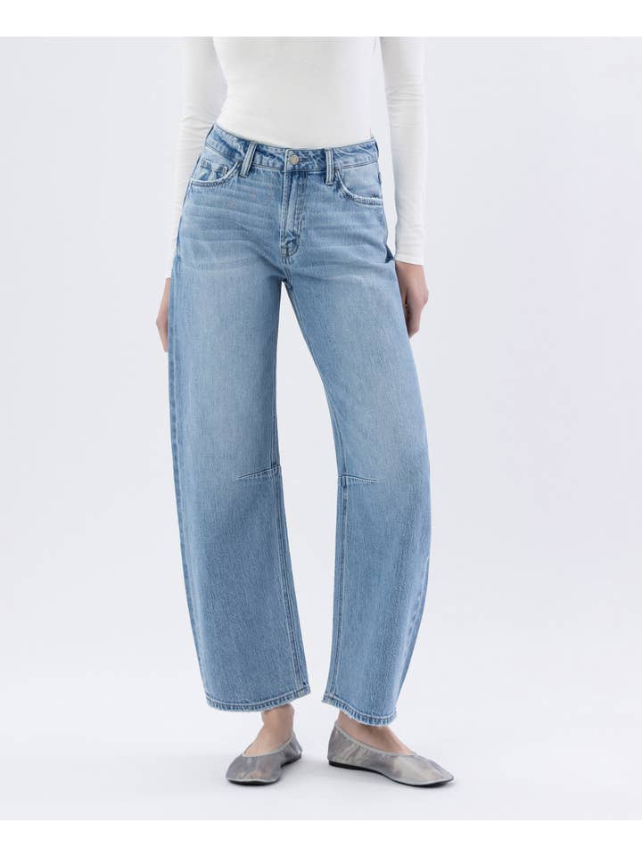 CHARM HIGH RISE WIDE BARREL JEANS T6802 for wholesale on Faire
