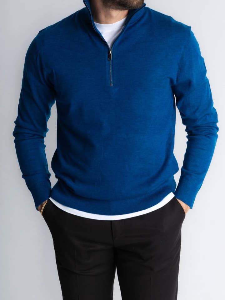 MAKAI the label – wholesale Knitted jumper – Men′s – Half collar with zip in wool blend - MAUI3