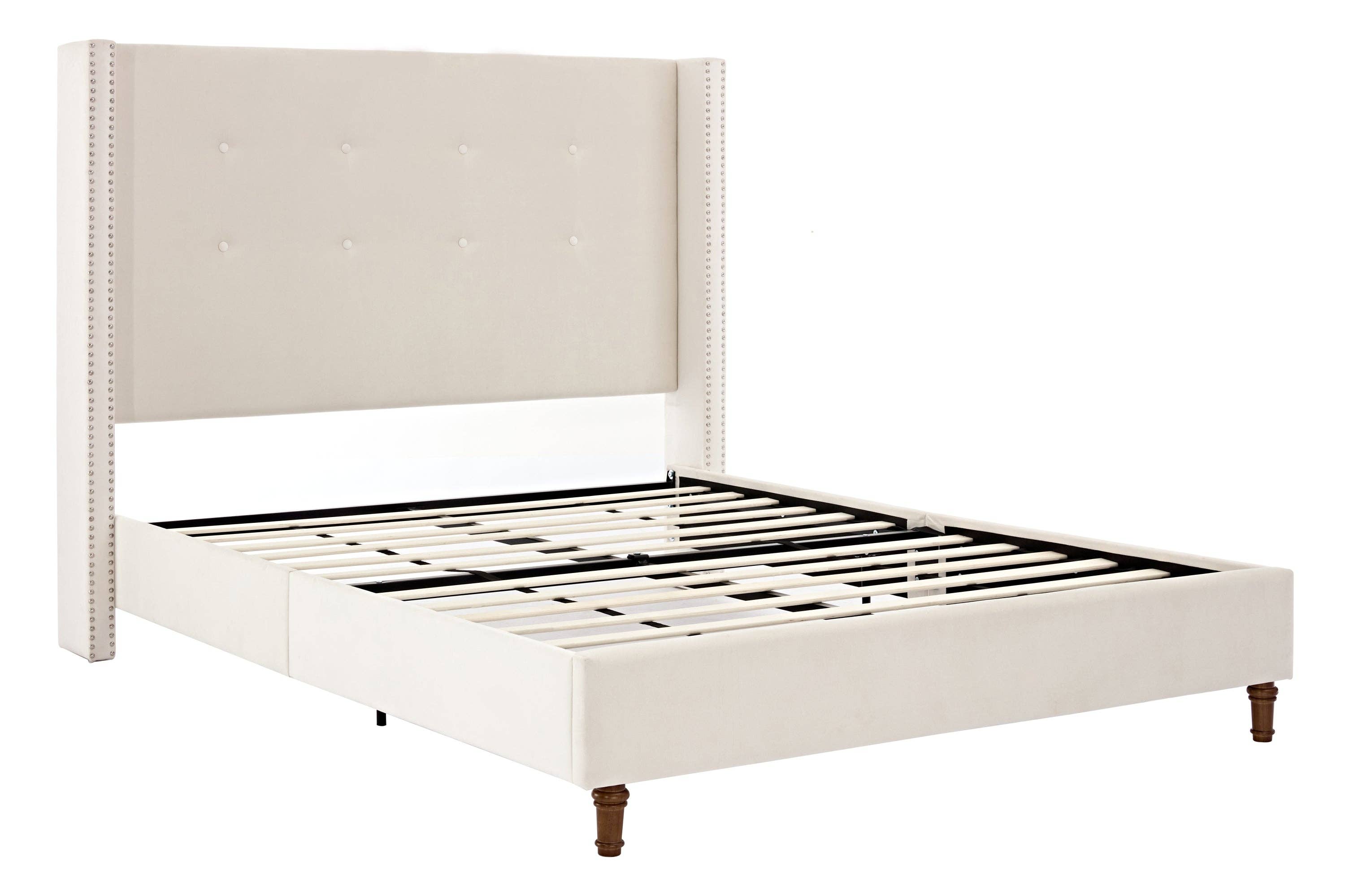 BlakOutlet – Cama por atacado – Cama queen estofada Peyton com cabeceira alta de 137 cm, capitonê manual tradicional e acabamento com tachas13