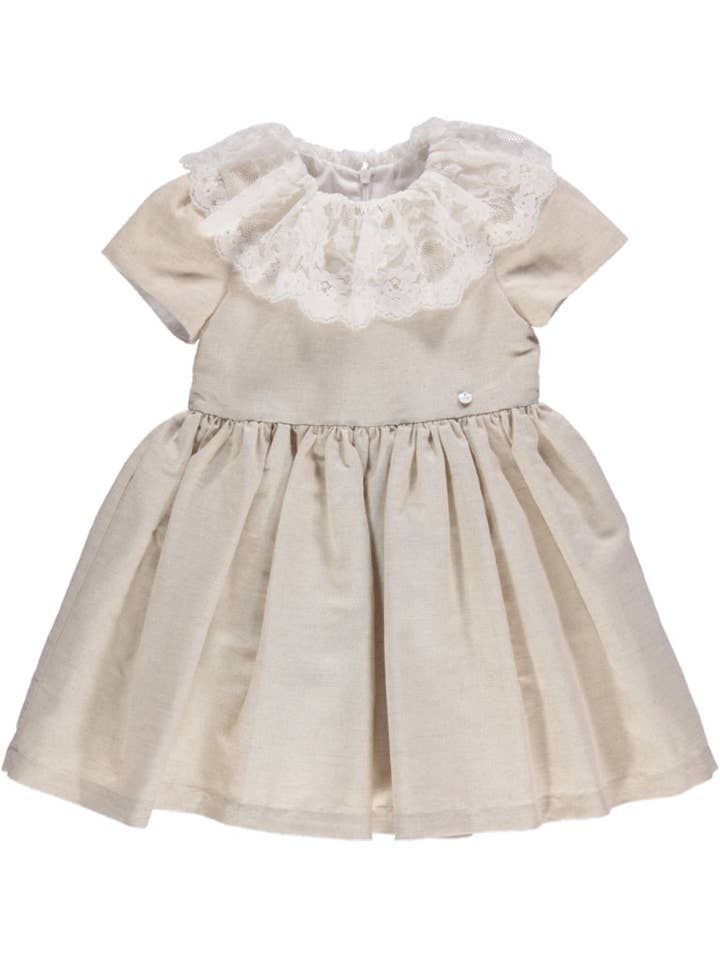 Beige Dress With Lace Detail for wholesale by Piccola Speranza