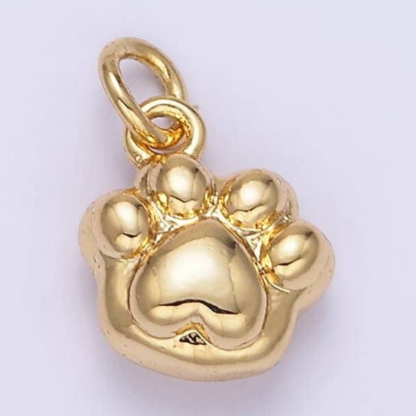24K Gold Filled Mini Pet Paw Print Minimalist Add-On Charm | AG847 for wholesale by Aim Eternal
