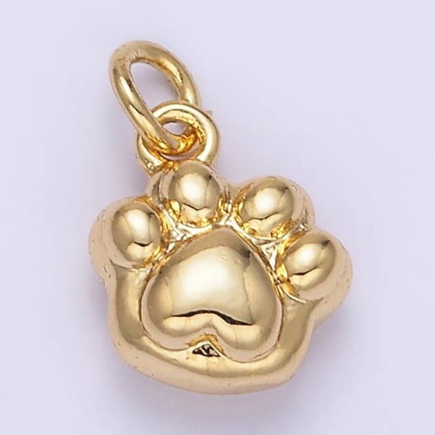 24K Gold Filled Mini Pet Paw Print Minimalist Add-On Charm | AG847 for wholesale by Aim Eternal