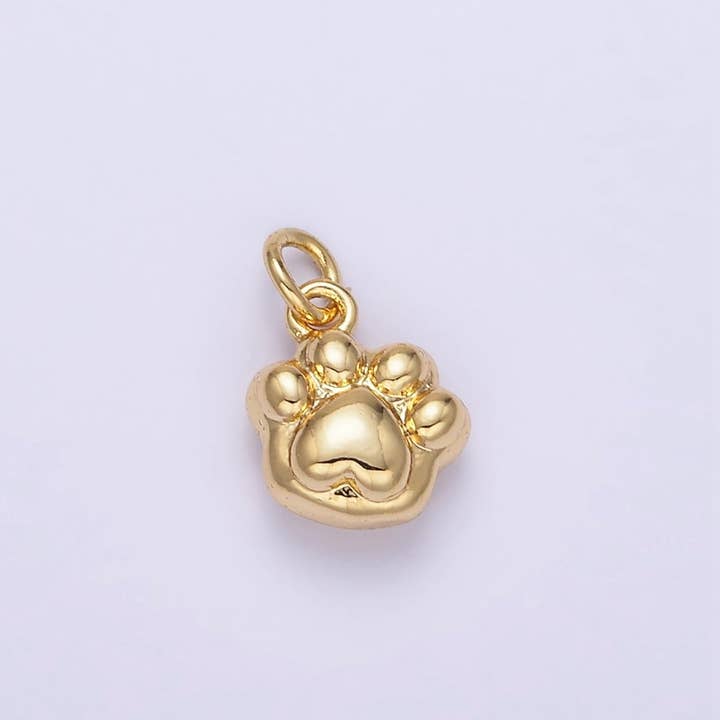 24K Gold Filled Mini Pet Paw Print Minimalist Add-On Charm | AG847 for wholesale by Aim Eternal