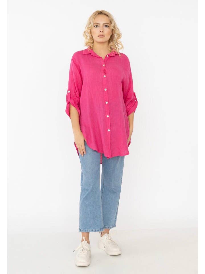la maison des fibres naturelles - Wholesale Button Down Shirt - Women's - 100% linen shirt 620159