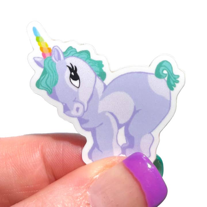 Cute Lavender Pastel Unicorn Vinyl Weatherproof Sticker for wholesale by Surprise Inside Art