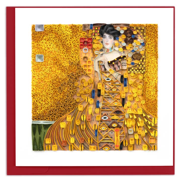 Quilling Card - Wholesale Everyday Greeting Card - Artist Series - Quilled Lady in Gold, Klimt Greeting Card