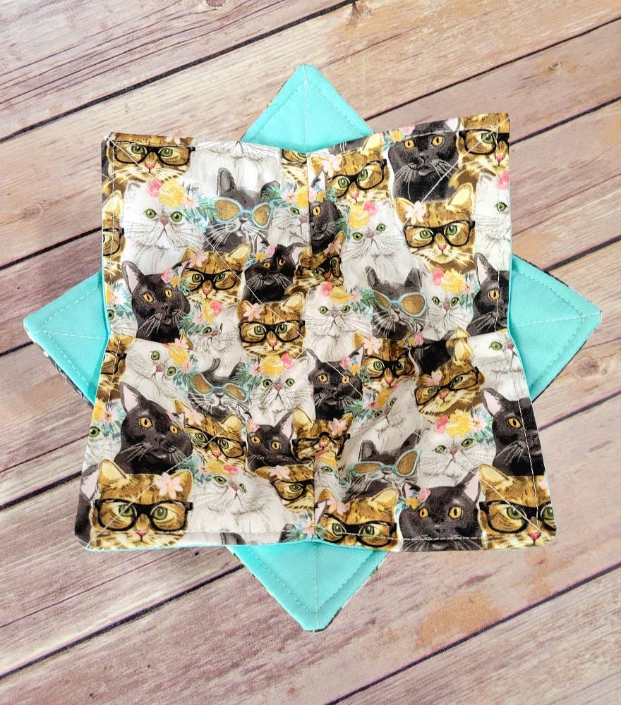 Burpie Bibs Boutique - Wholesale Oven Mitt/Pot Holder - Cat Bowl Cozy | Flower Cat Kitten Hot Pad | Padded Holder3