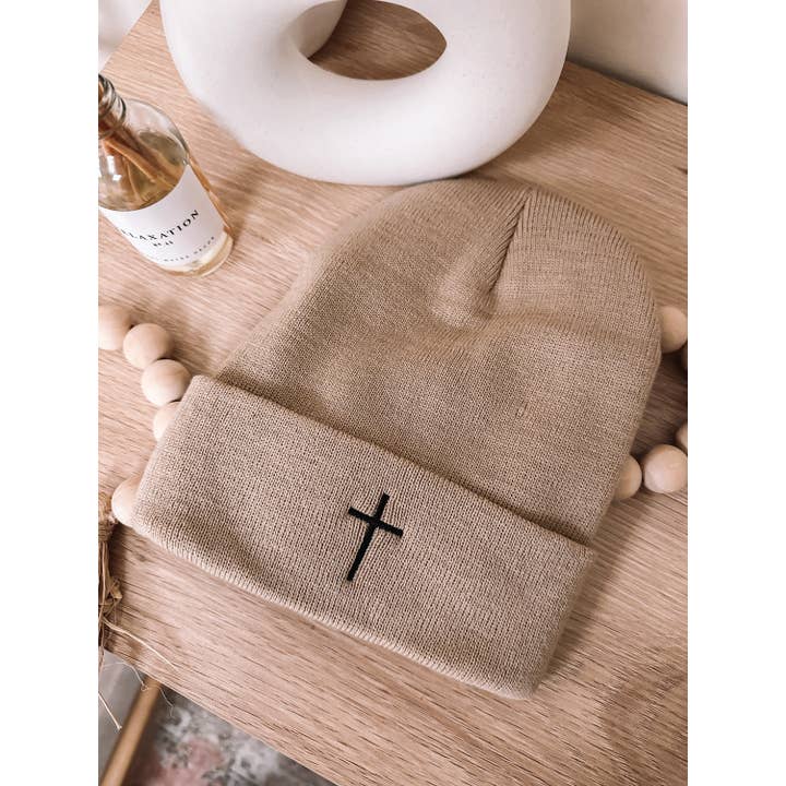 Honey Soul LLC - Wholesale Beanie - Women's - Embroidered Cross Knit Beanie