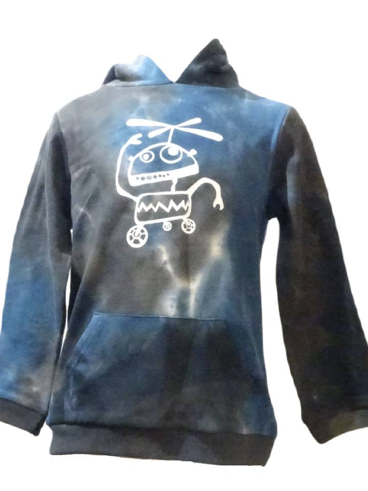 Marineblauer Roboter-Hoodie aus Baumwolle für den Großhandel von Deezo kids