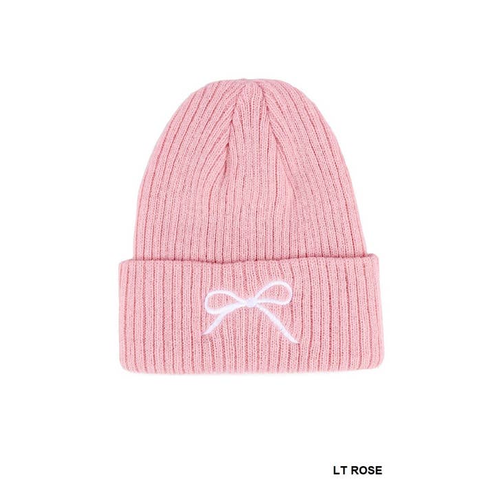 Vanilla Monkey - Wholesale Beanie - Women's - Coquette Bow Embroidered Knitted Beanie7