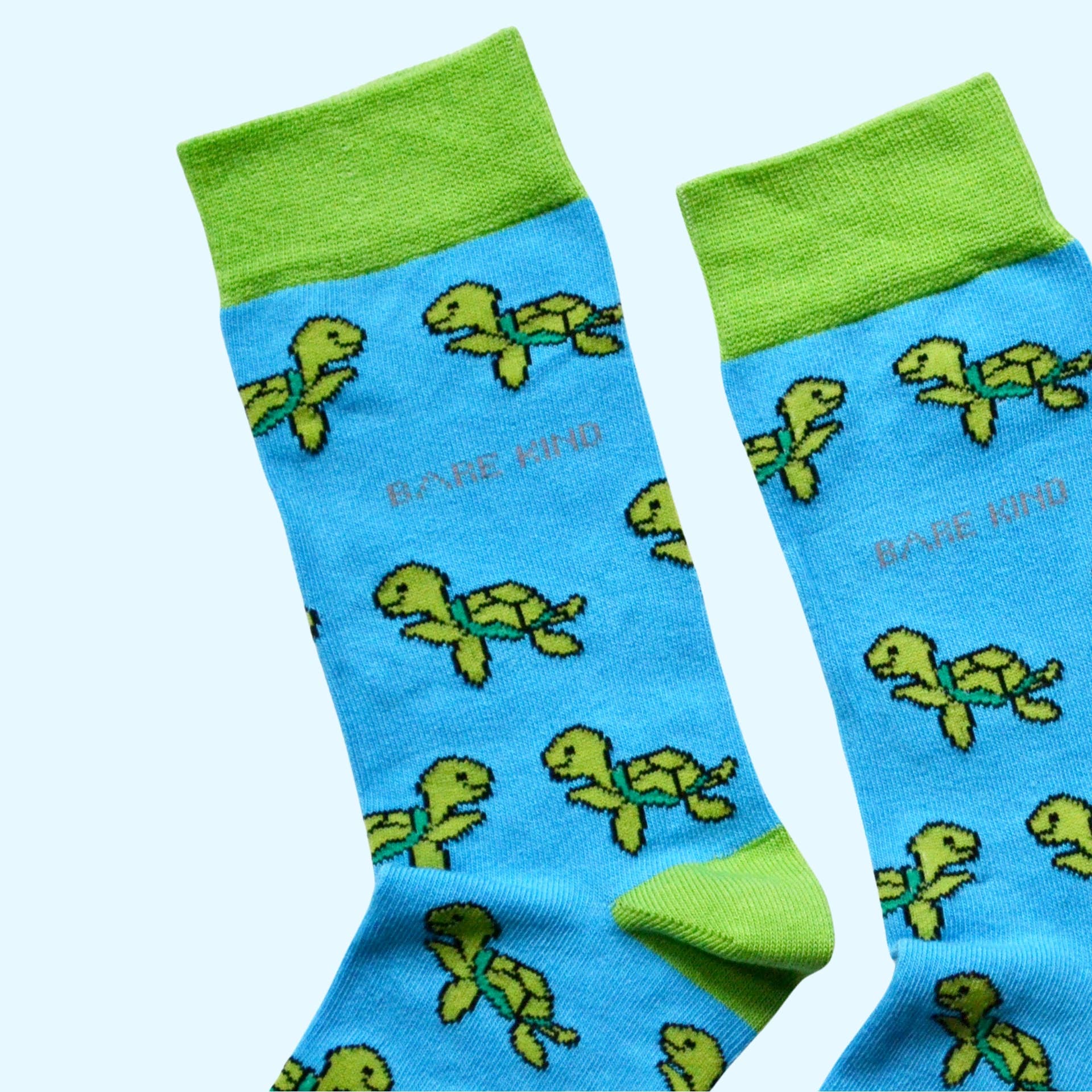 Bare Kind Socks - Vente Chaussettes – unisexe - Chaussettes Tortue en Bambou bleu aqua | Collection Océan2