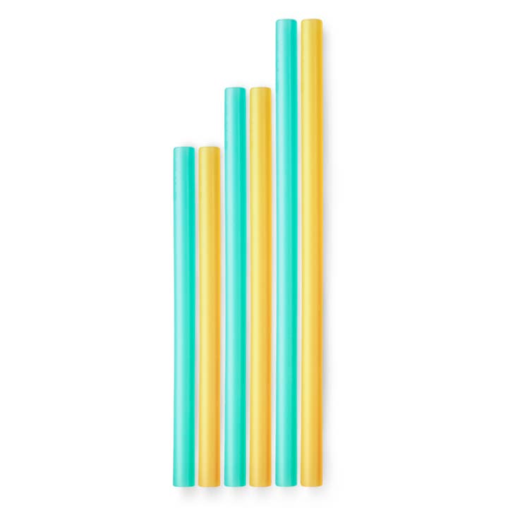 GoSili - Wholesale Drinking Straw - Reusable Silicone Straws, Family sizes- Pack of 6