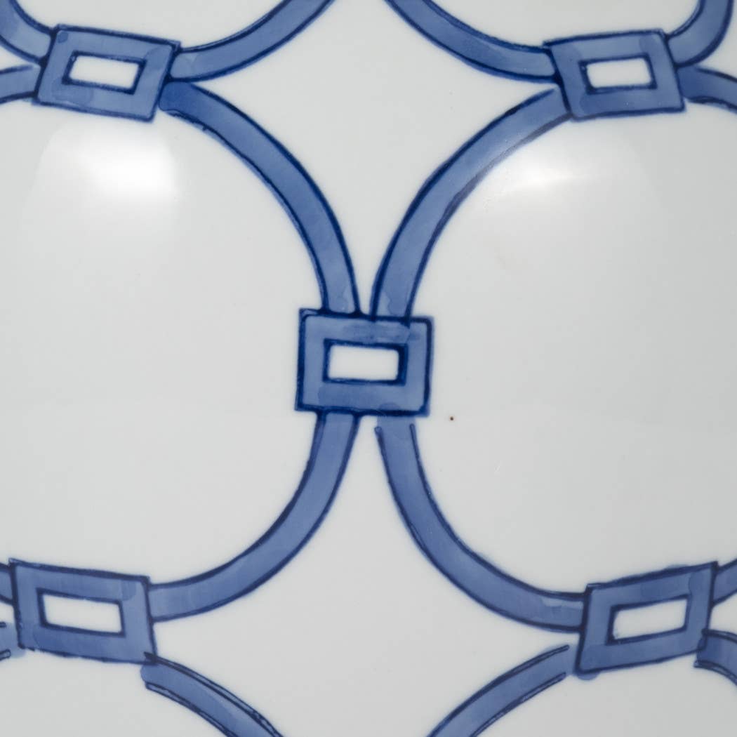 Sagebrook Home - Wholesale Decorative Jar - Ceramic Links Lidded Decorative Temple Jar - Blue, 14 in.8